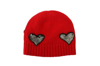 Lot 20 - Burberry Red Wool Heart Beanie