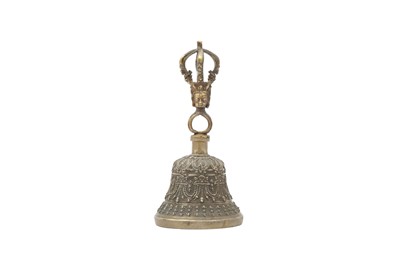 Lot 427 - A TIBETAN COPPER ALLOY RITUAL BELL, GHANTA.