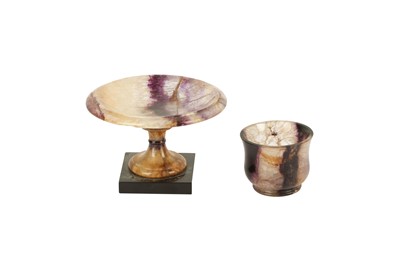 Lot 323 - A BLUE JOHN FELDSPAR TAZZA, 19TH CENTURY