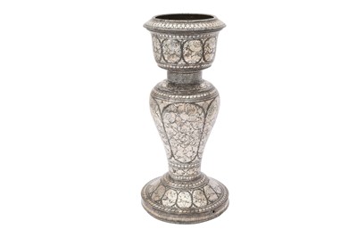 Lot 578 - A LARGE SILVER-INLAID BIDRI WARE VASE