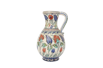 Lot 315 - AN IZNIK-STYLE CANTAGALLI POTTERY JUG