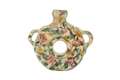 Lot 342 - A SPLASHED ÇANAKKALE POTTERY PILGRIM FLASK