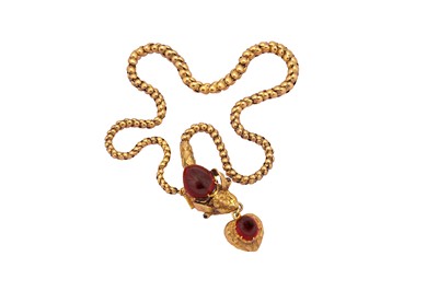 Lot 23 - A Victorian garnet snake necklace