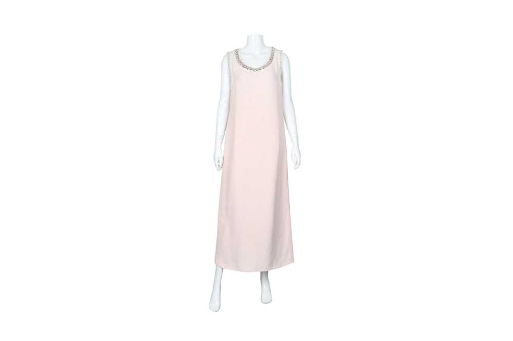 Lot 51 - Prada Pale Pink Embellished Long Shift Dress - Size 44