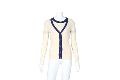 Lot 170 - Prada Cream Ribbed Stretch Twin Set - Size 44 & 42