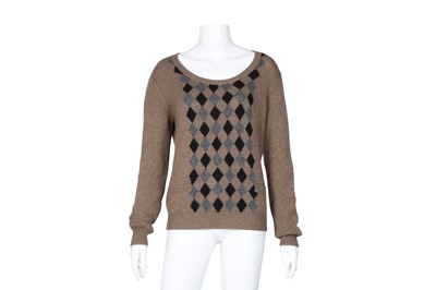 Lot 267 - Prada Brown Cashmere Diamond Intarsia Jumper