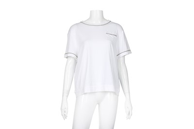 Lot 512 - Brunello Cucinelli White Cotton Trim T-Shirt - Size M