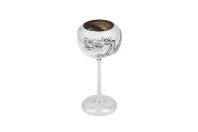 Lot 115 - An early 20th century Chinese Export silver footed cup, Canton circa 1910 retailed by Luen Wo of Shanghai