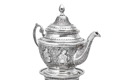 Lot 171 - A large mid-20th century Iranian (Persian) 840 standard silver samovar set, Isfahan circa 1960 mark of Bagher Parvaresh (c.1910-1978, master 1928)