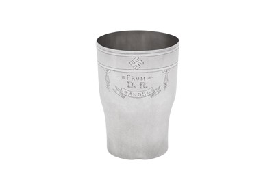 Lot 84 - An early 20th century Anglo – Indian silver beaker, Baroda circa 1930 by Oomersi Mawji jnr (active 1890-1930)