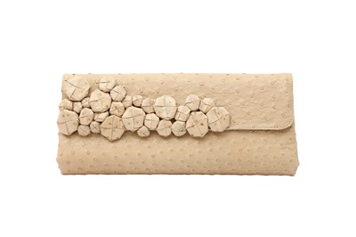 Lot 296 - Bottega Veneta Beige Ostrich Clutch