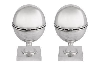Lot 67 - A PAIR OF SILVER PLATED CAVIAR SERVERS BY ST JAMES, BRAZIL