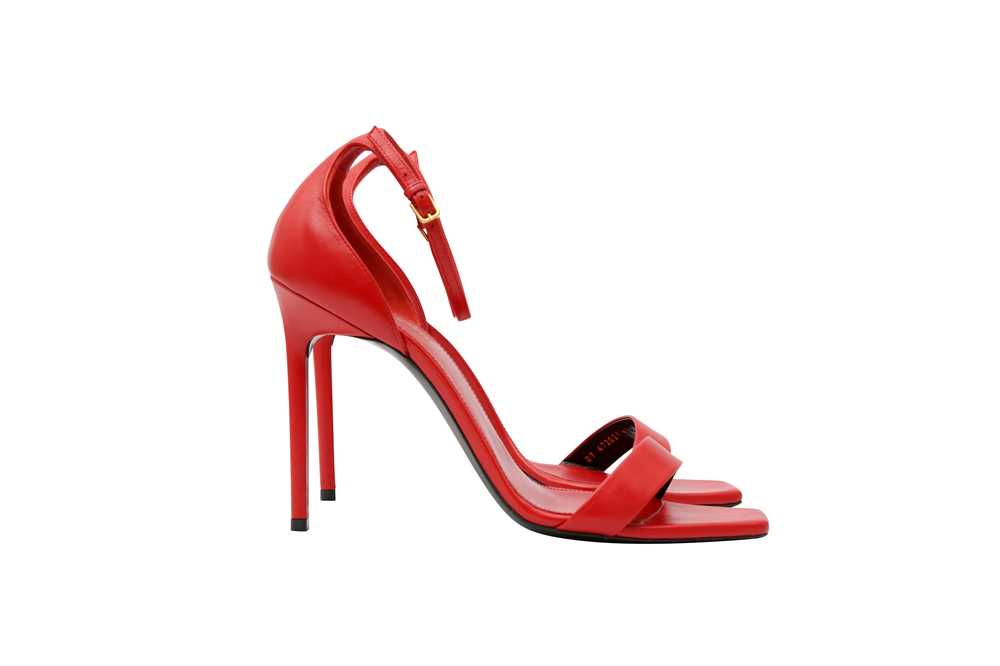 Lot 25 - Saint Laurent Red Amber 120 Heeled Sandal - Size 41