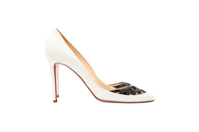 Lot 494 - Christian Louboutin White Lattice Heeled Pump - Size 40.5