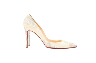 Lot 518 - Christian Louboutin White Lizard Heeled Pump - Size 41