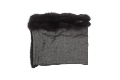 Lot 122 - Valentino Grey Cashmere Fur Trim Scarf