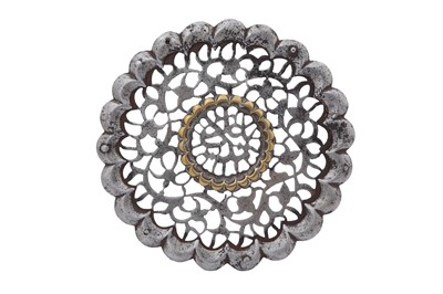 Lot 90 - A SAFAVID OPENWORK CUT-STEEL DECORATIVE PLAQUE