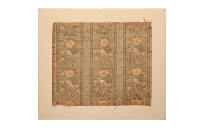 Lot 56 - A SAFAVID BROCADED SILK TEXTILE FRAGMENT