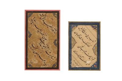 Lot 103 - TWO MURAQQA' ALBUM PAGES OF NASTA'LIQ CALLIGRAPHY
