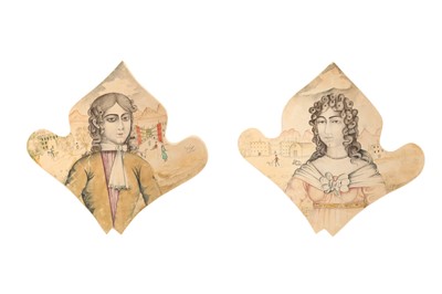 Lot 591 - TWO PORTRAITS OF QAJAR YOUTHS IN WESTERN ATTIRE