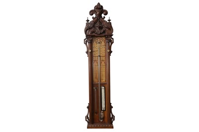 Lot 188 - A MAHOGANY ADMIRAL FITZROY BAROMETER, 19TH CENTURY