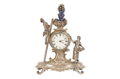 Lot 87 - AN AUSTRIAN SILVER GILT MANTEL CLOCK