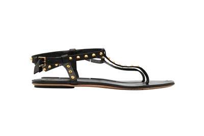 Lot 467 - Gucci Black Yulia Studded Flat Thong Sandal - Size 40
