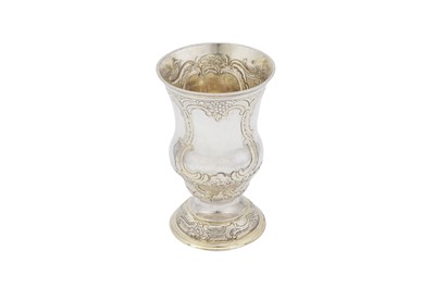Lot 242 - A late 18th century German parcel gilt silver beaker, Augsburg 1775-77 by Samuel Bardet (master 1759, d. 1800)