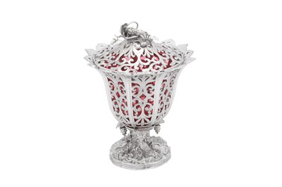 Lot 434 - A Victorian sterling silver preserve jar, Sheffield 1850 by Henry Wilkinson and Co