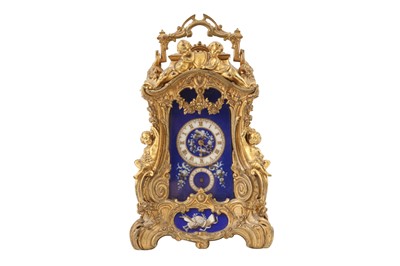 Lot 82 - A FRENCH AIGULLES ROCOCO REVIVAL ORMOLU MOUNTED MANTEL CLOCK, CIRCA 1860S
