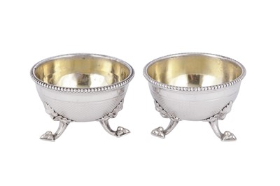 Lot 438 - A pair of Victorian sterling silver salts, London 1864 by John Samuel Hunt