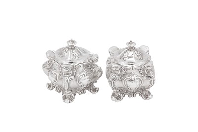 Lot 417 - A pair of Victorian sterling silver tea caddies, Sheffield 1846 by Hawkesworth, Eyre & Co