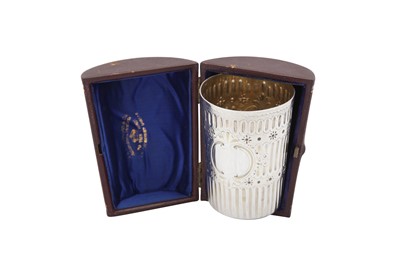 Lot 397 - A cased Victorian parcel-gilt sterling silver beaker, London 1866 by Andrew Crespel & Thomas Parker