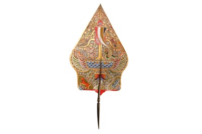 Lot 239 - λ AN INDONESIAN WAYANG KULIT SHADOW PUPPET OF THE KAYON BLUMBANGAN