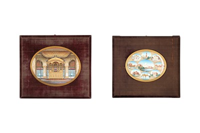 Lot 614 - λ TWO LARGE INDIAN ARCHITECTURAL MINIATURES ON IVORY