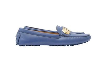 Lot 141 - Salvatore Ferragamo Iris Blue Fiamma Driving Moccasin - Size 40