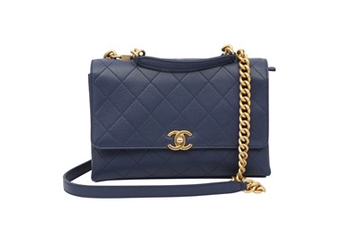 Lot 153 - Chanel Blue Top Handle Flap Bag