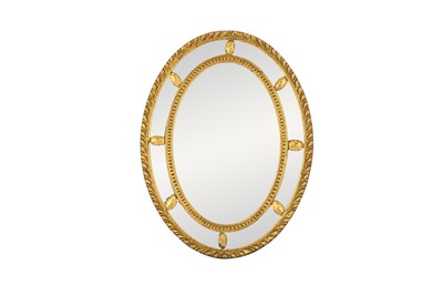 Lot 171 - A REGENCY OVAL MIRROR OF DIMINUTIVE SIZE, EARLY 19TH CENTURY