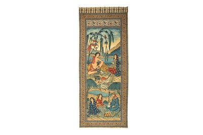 Lot 399 - A KALAMKARI COTTON HANGING WITH LEYLA AND MAJNUN