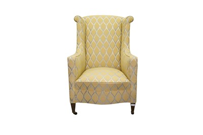 Lot 138 - A WING BACK ARMCHAIR, 19TH CENTURY