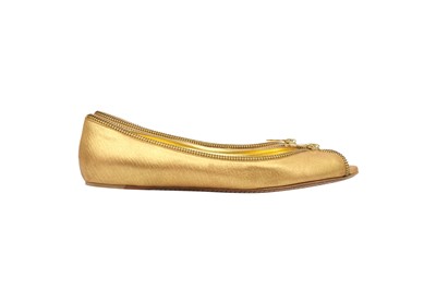 Lot 388 - Alexander McQueen Gold Zip Peep Toe Pump - Size 39