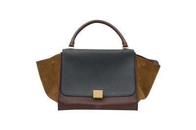 Lot 162 - Celine Burgundy Tricolor Small Trapeze Bag