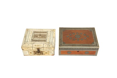 Lot 78 - AN ANGLO INDIAN SANDALWOOD AND SADELI WORK BOX, 19TH CENTURY
