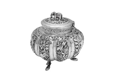 Lot 70 - An early 20th century Anglo – Indian unmarked silver tea caddy, Lucknow circa 1900