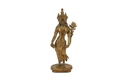 Lot 589 - A TIBETAN BRONZE FIGURE OF TARA, 19TH CENTURY