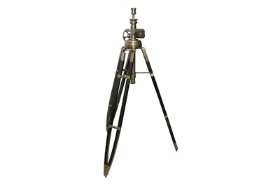 Lot 167 - PURE WHITE LINES, A TRIPOD FORM STANDARD LAMP, 19TH CENTURY STYLE