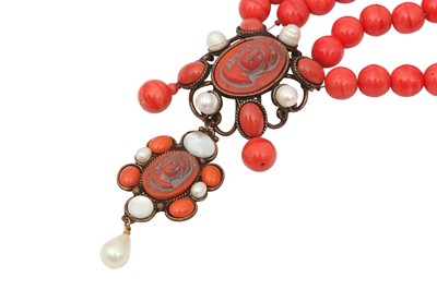 Lot 37 - Philippe Ferrandis Red Cabochon Baroque Necklace