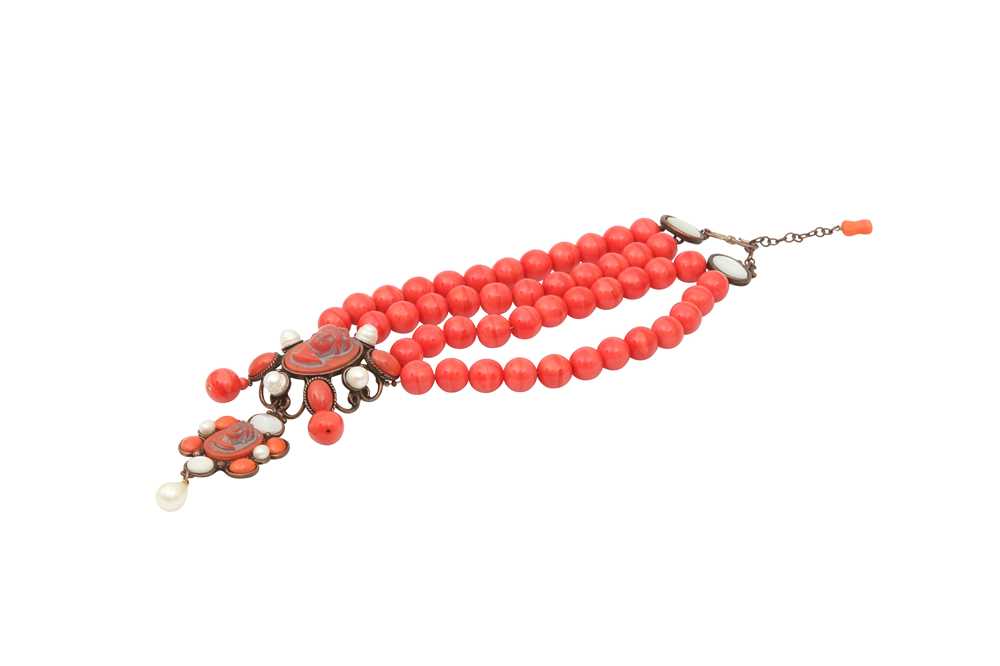Lot 37 - Philippe Ferrandis Red Cabochon Baroque Necklace