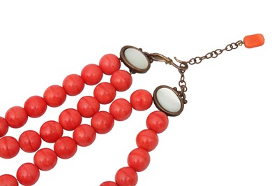 Lot 37 - Philippe Ferrandis Red Cabochon Baroque Necklace