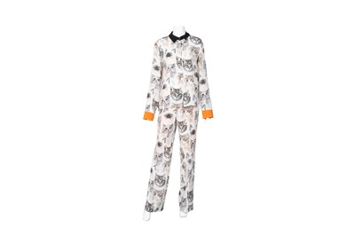 Lot 488 - Stella McCartney White Silk Print Trouser Co-ord - Size 42